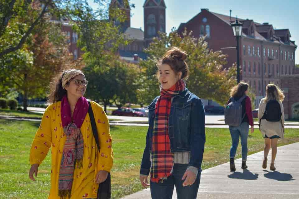 Students walking on campus